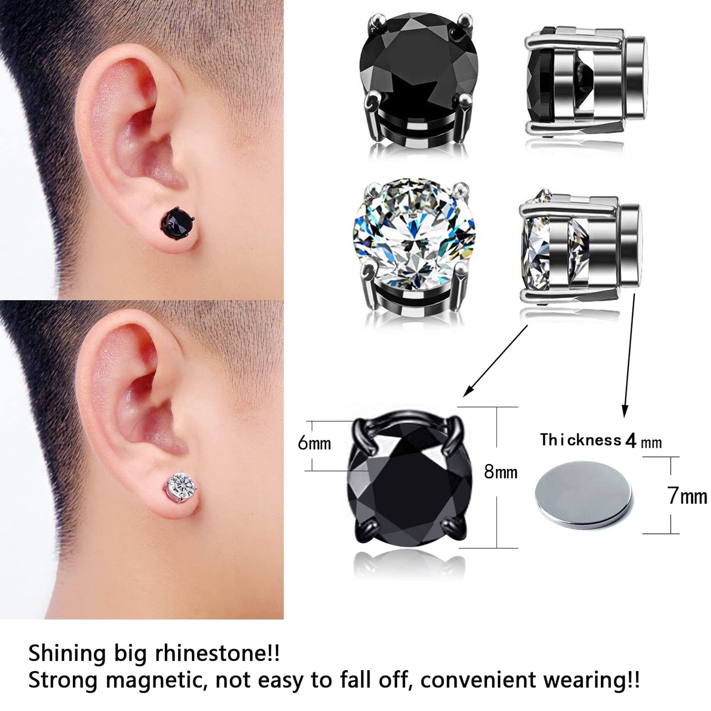 11 Pairs Non-pierced Earrings Set for Men Women Cross Titanium Steel Hoop Dangle Clip On Earring