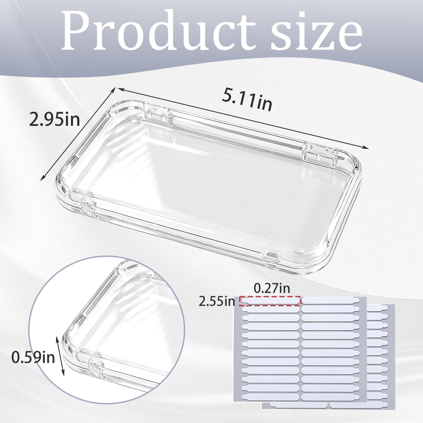 Oskrieel Press on nail storage Large Acrylic Nail Storage Box - Portable Versatile Organizer for Press - On Nails, Jewelry and More with 90 Pcs Adhesive Double Sided Tape 12 PCS