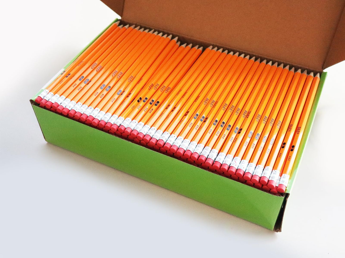 S & E TEACHER'S EDITION Woodcased #2 Pencils, Pre-sharpened, Yellow, with Erasers #2 HB Lead Bulk Box, No. 2 Pencil, Back to school, 600Pcs