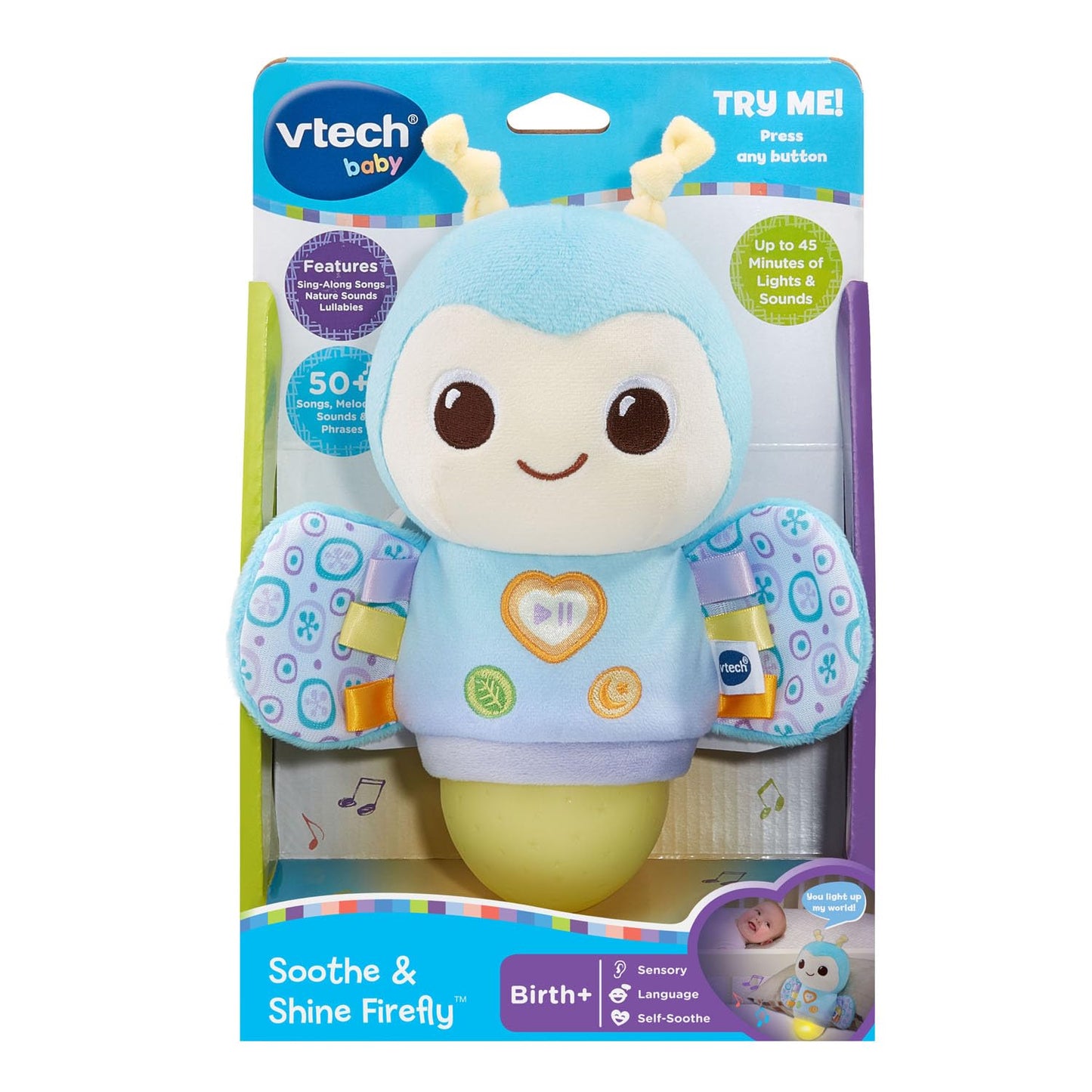 VTech Baby Soothe and Shine Firefly Musical Plush with Color Changing Night-Light and Timer