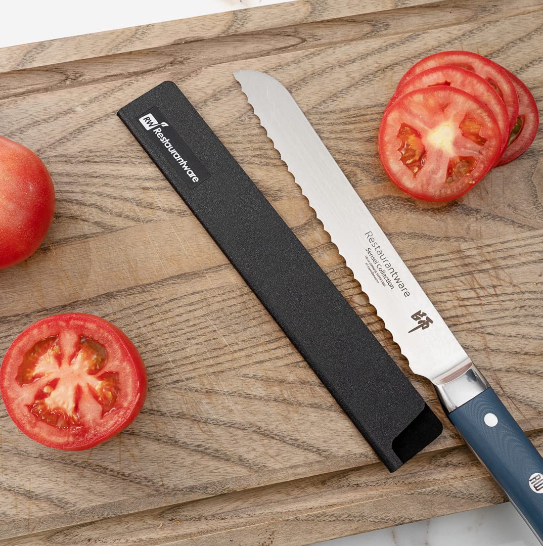 Restaurantware-Sensei 10 x 1.5 Inch Knife Sleeve, 1 Knife Protector - Fits Bread Knife, Felt Lining, Black Plastic Knife Blade Guard, Durable, Cut-Proof