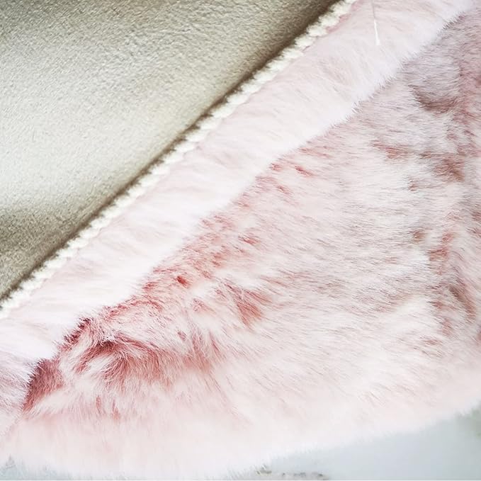 Ghouse Ultra Soft Faux Rabbit Fur Rug, Machine Washable Area Rugs for Bedroom Fluffy Rugs for Living Room, No-Shedding Carpet Sheepskin Rug Pink 2 x 6 Feet