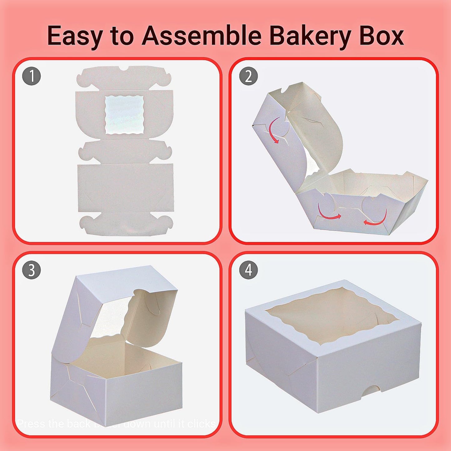 JCXGRVC 50Pack 4x4x2 Inch Cookie Boxes with Window Bakery Boxes Treat Boxes Truffle Boxes Party Wedding Favor
