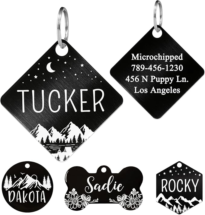 Ultra Joys Custom Dog Tag Personalized Pet Name Tag - Large Bone Mountain