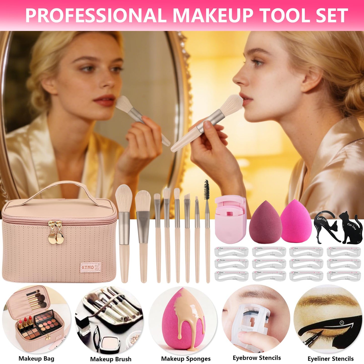All-in-One Makeup Kit for Women Full Kit, Makeup Gift Set for Women Teens Girls, Makeup Essential Bundle Includes Eyeshadow Foundation Lipsticks Mascara Eyeliner Contour Stick Cosmetic Brush Set