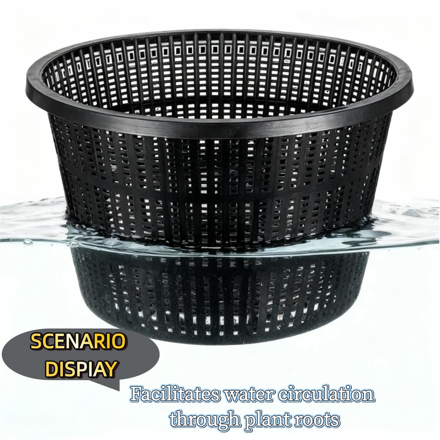 Ntwoiee 5pcs 8.4-inch hydroponic Baskets, Black Plastic Garden mesh pots, Slotted Pond Baskets Aquarium Plant pots Lily Nursery Planting Supplies