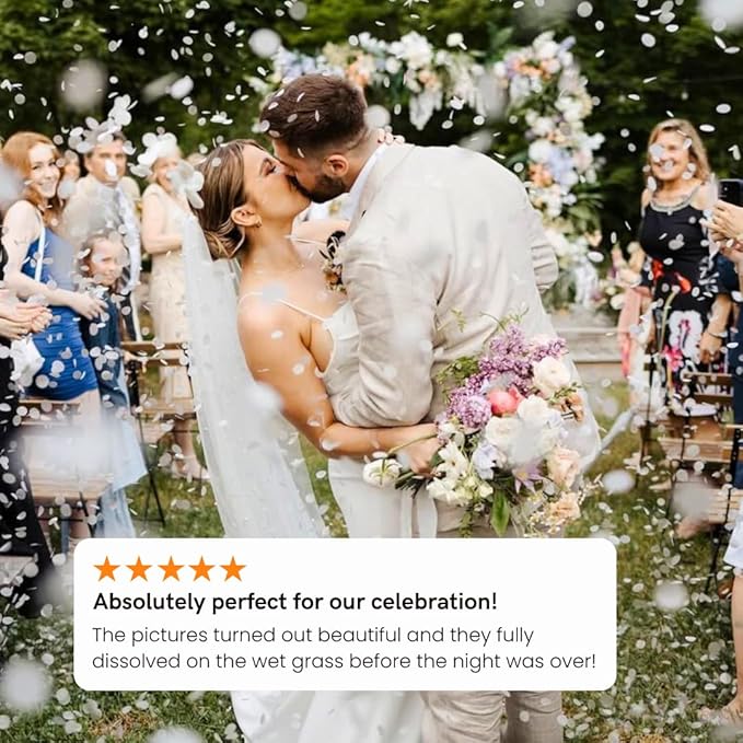 Rice Paper Confetti Cannons for Wedding 2 Pack – Biodegradable Water Soluble Confetti Poppers, Eco-Friendly Confetti Shooters for Wedding Send Off, Bridal Shower, Party & Celebration