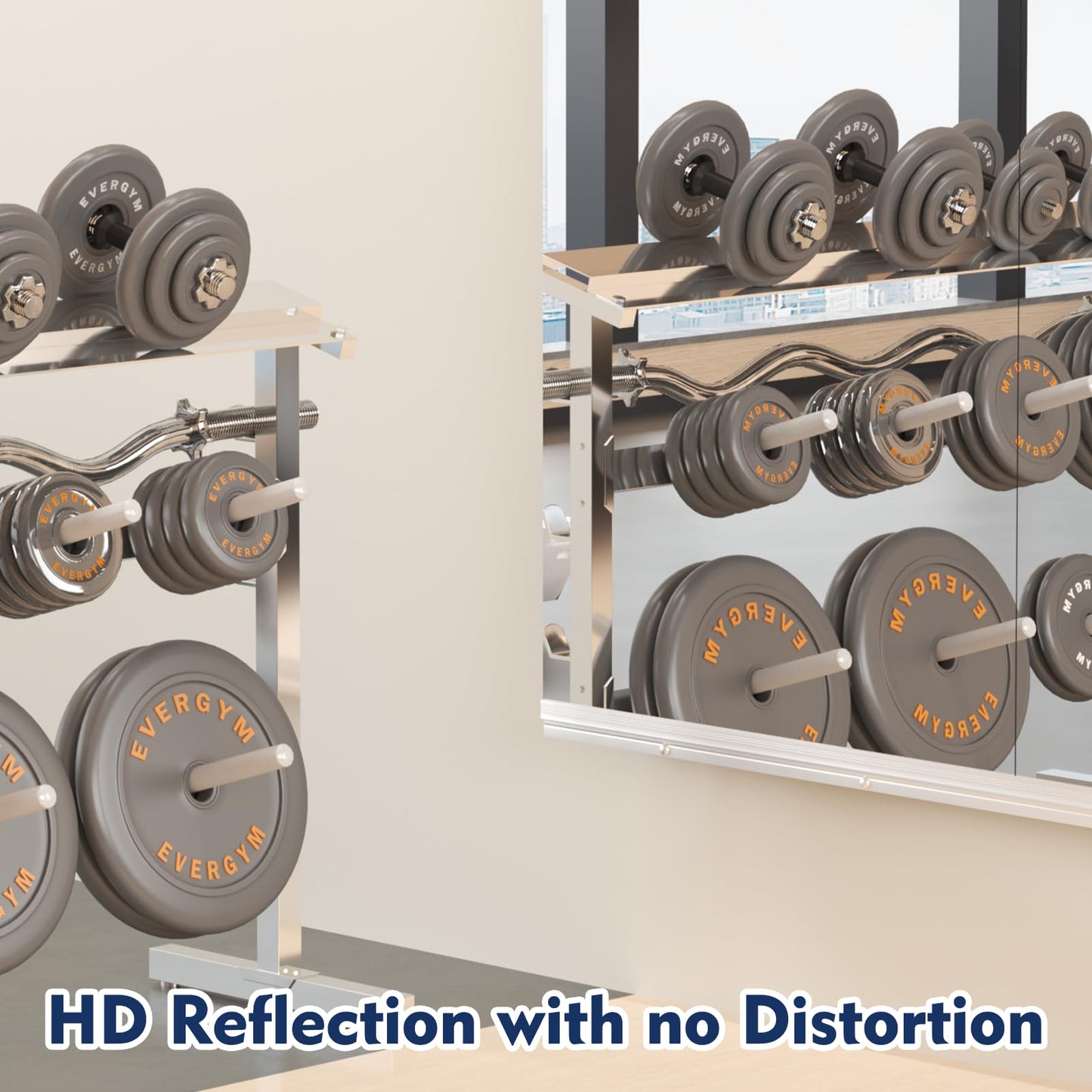 Snowdool Home Gym Mirror, 48''X24''(Each) -3PCS Full Body Mirror for Yoga, Garage, Dance Studio, Anti-Rust, Tempered Glass,Frameless Mirrors, Wall-Mounted Large Workout Mirrors