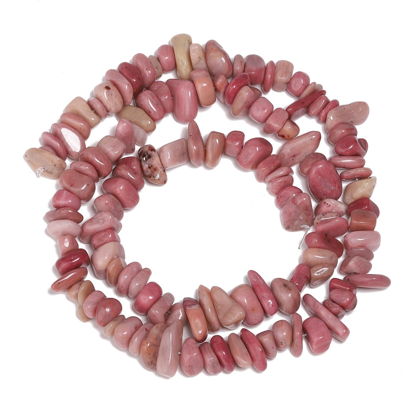 30in Rhodochrosite Natural Chip Stone Beads 5-8mm About 230pcs, Irregular Drilled Light Rosy Pink Bead for Bracelets Jewelry Making Supplies for Adults, DIY Crafts.