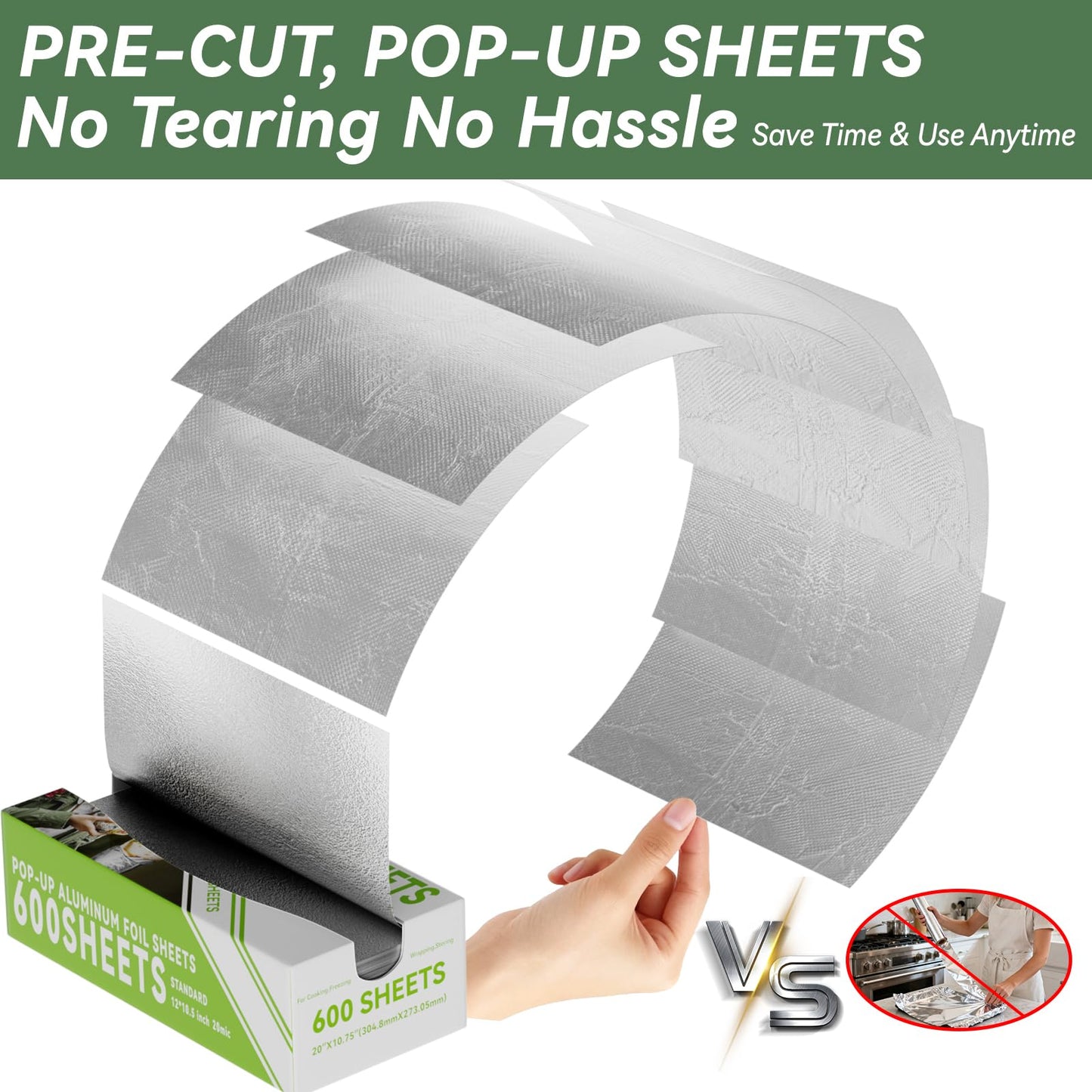600 Count Pre-Cut Aluminum Foil Sheets, 12" x 10.6" Inch Pre Cut Aluminum Foil sheets for Restaurant Use, Disposable Foil Sheets for Food, Hot Dogs, and Sandwiches