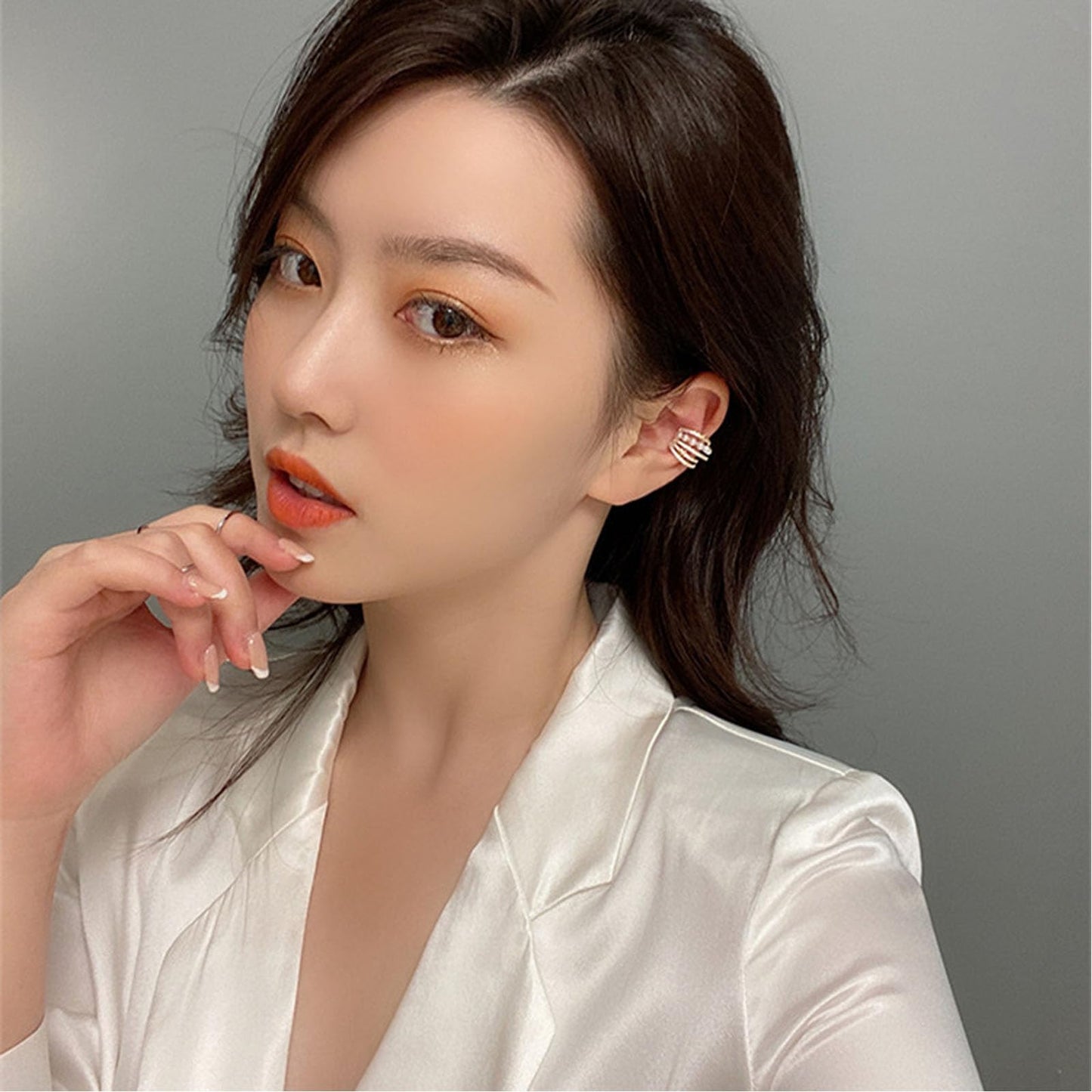 Lucpee Lymphatic Auriculotherapy White Onyx Ear Cuff, Astennu Lymphvity MagneTherapy Germanium Earrings Ga-ria Lymph'Liva Deoxi Earhoops Eleonore Earacupressure Detoxiear Balorange Earrings Non