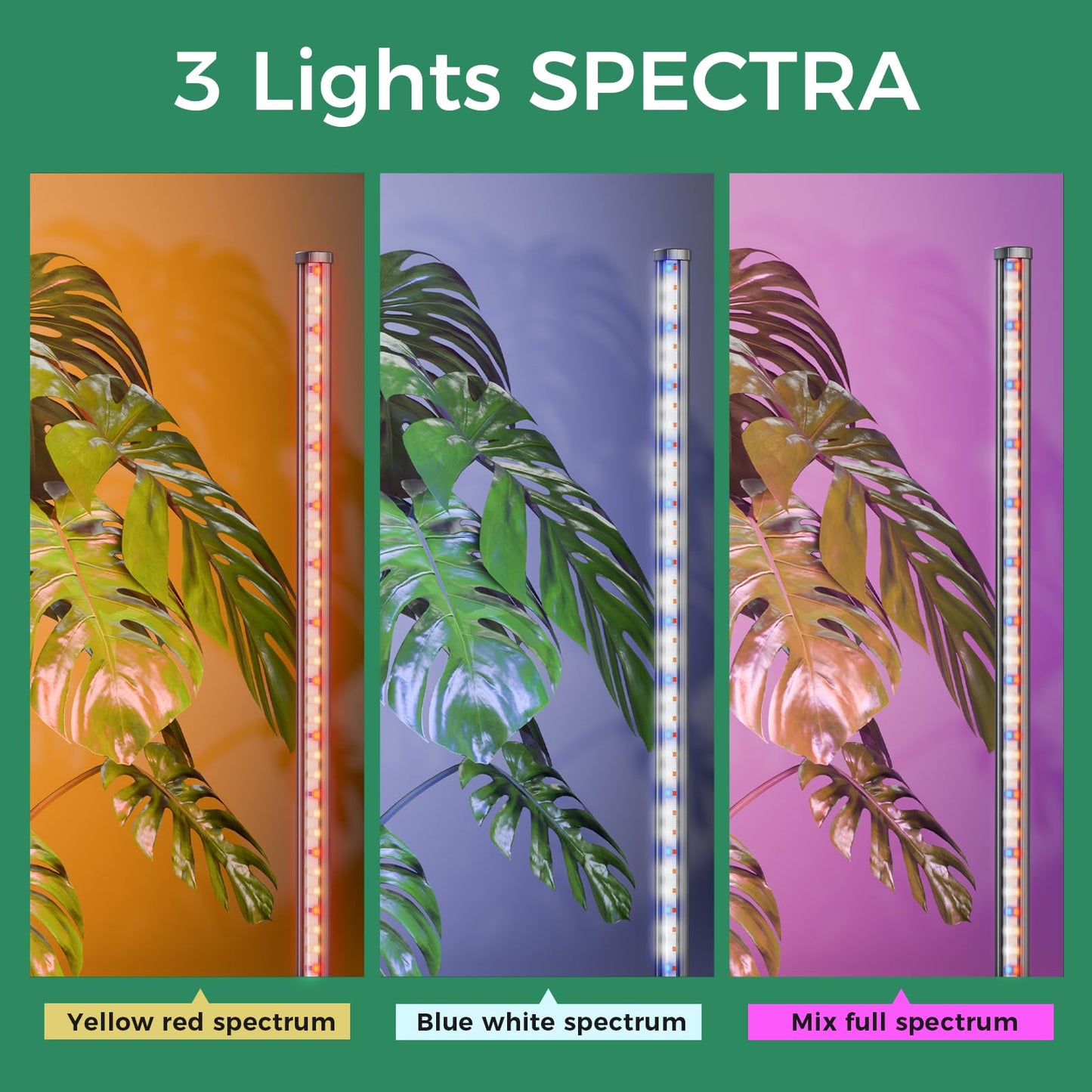 Grow Lights for Indoor Plants with Timer, 60 Inch Vertical Grow Light Full Spectrum 192 LEDs 24W with 3/6/12H Auto On/Off Remote 3 Light Modes 5-Level Dimmable Standing Plant Lamp