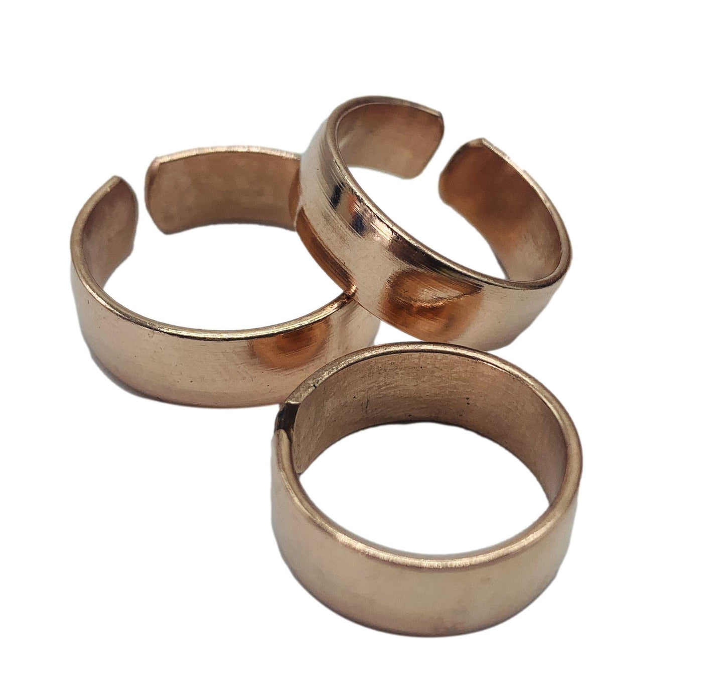 Set of 3 Hand Forged Pure Copper Rings. Made with 100% Pure Raw Untreated Copper. Helps Reduce Finger Joint Pain and Swelling. Tibetan Healing Medicine Ring Set. (Plain)
