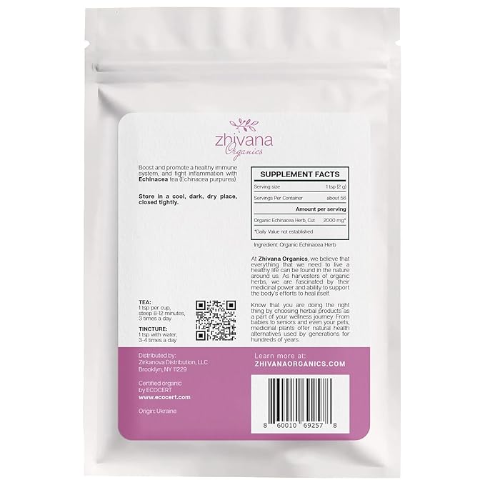 Echinacea Tea Organic (40 Tea Bags) - Medicinal Tea for Seasonal Changes -Natural Immunity Support - Te de Equinacea Organico