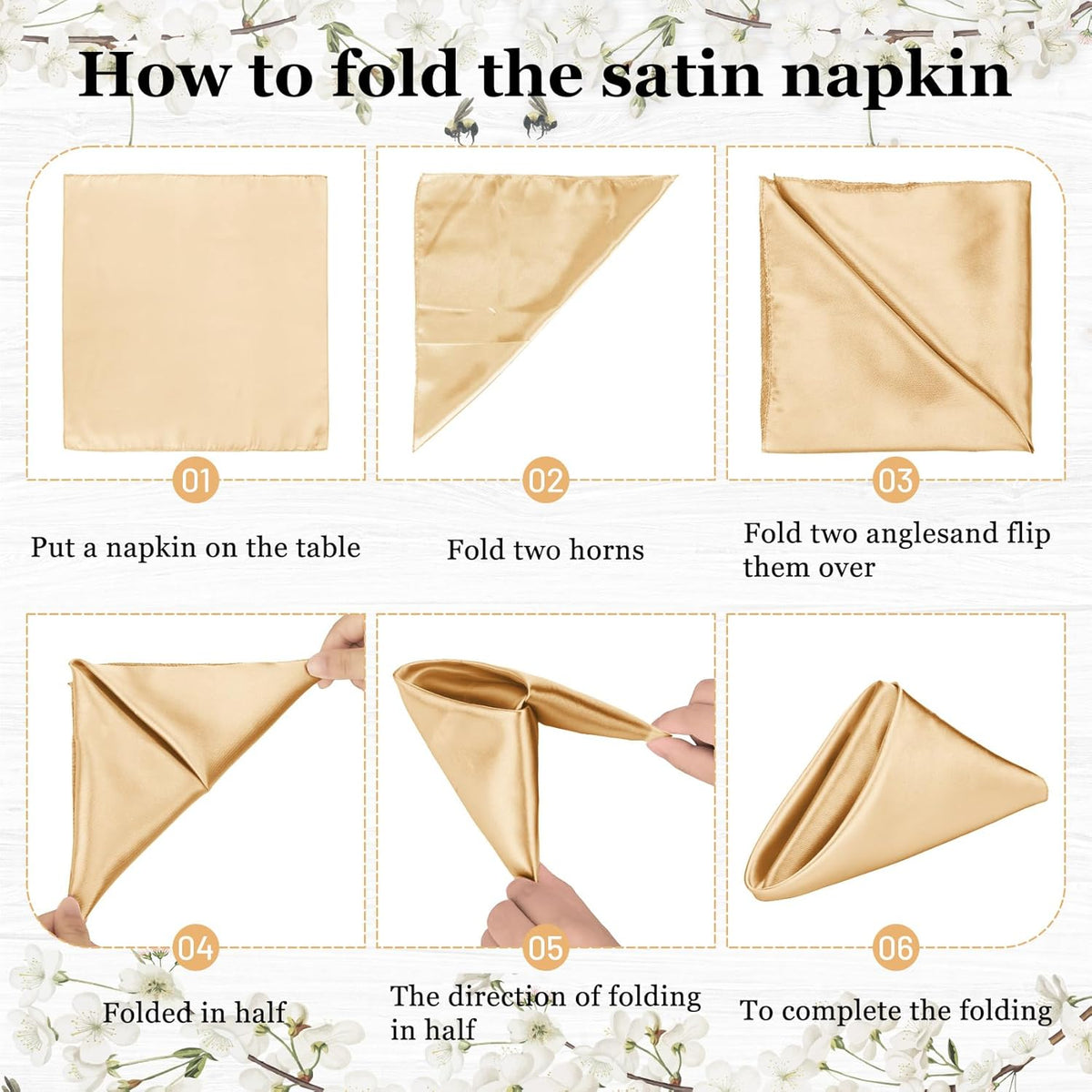 Bailarina 120 Pack Gold Satin Napkins,17x17 Inches Wedding Napkins Square Soft Silky Table Napkins Bulk Decorative Elegant Cloth Napkin for Party Decoration, Banquet,Wedding,Graduation