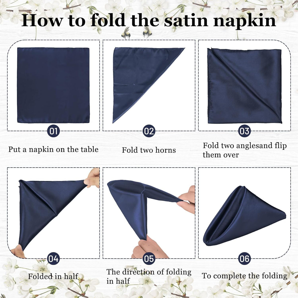 Bailarina 40 Pack Navy Blue Satin Napkins,17x17 Inches Wedding Napkins Square Soft Silky Table Napkins Bulk Decorative Elegant Cloth Napkin for Party Decoration, Banquet,Wedding,Graduation