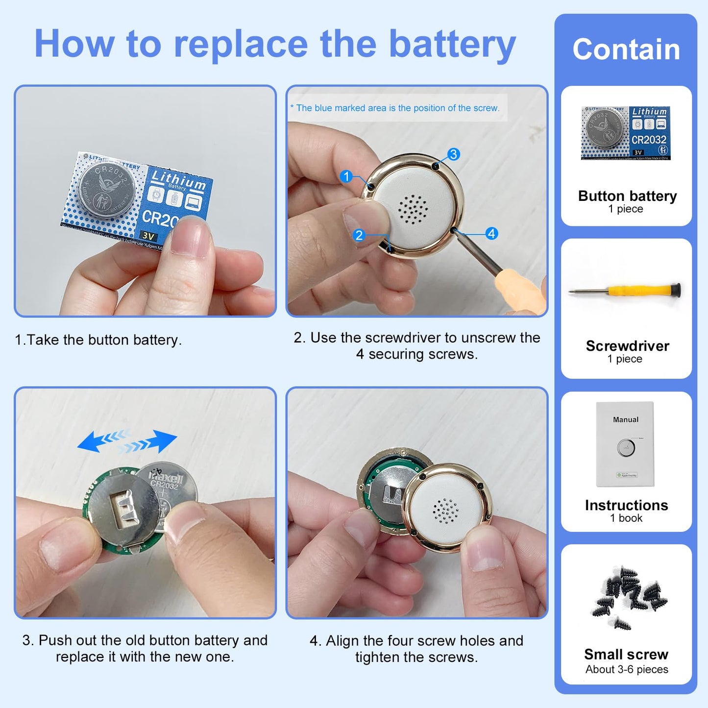 Air Tag Tracker Works with Apple Find My(iOS Only) (Light Blue)