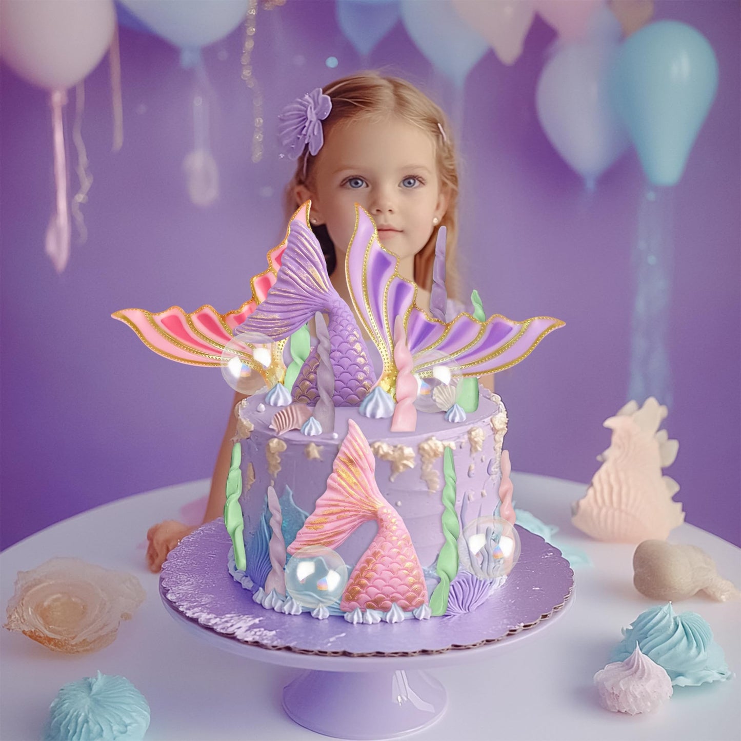 Mermaid Cake Topper Under the Sea Cake Decoration Mermaid Tail Cake Topper for Under the Sea Party decors