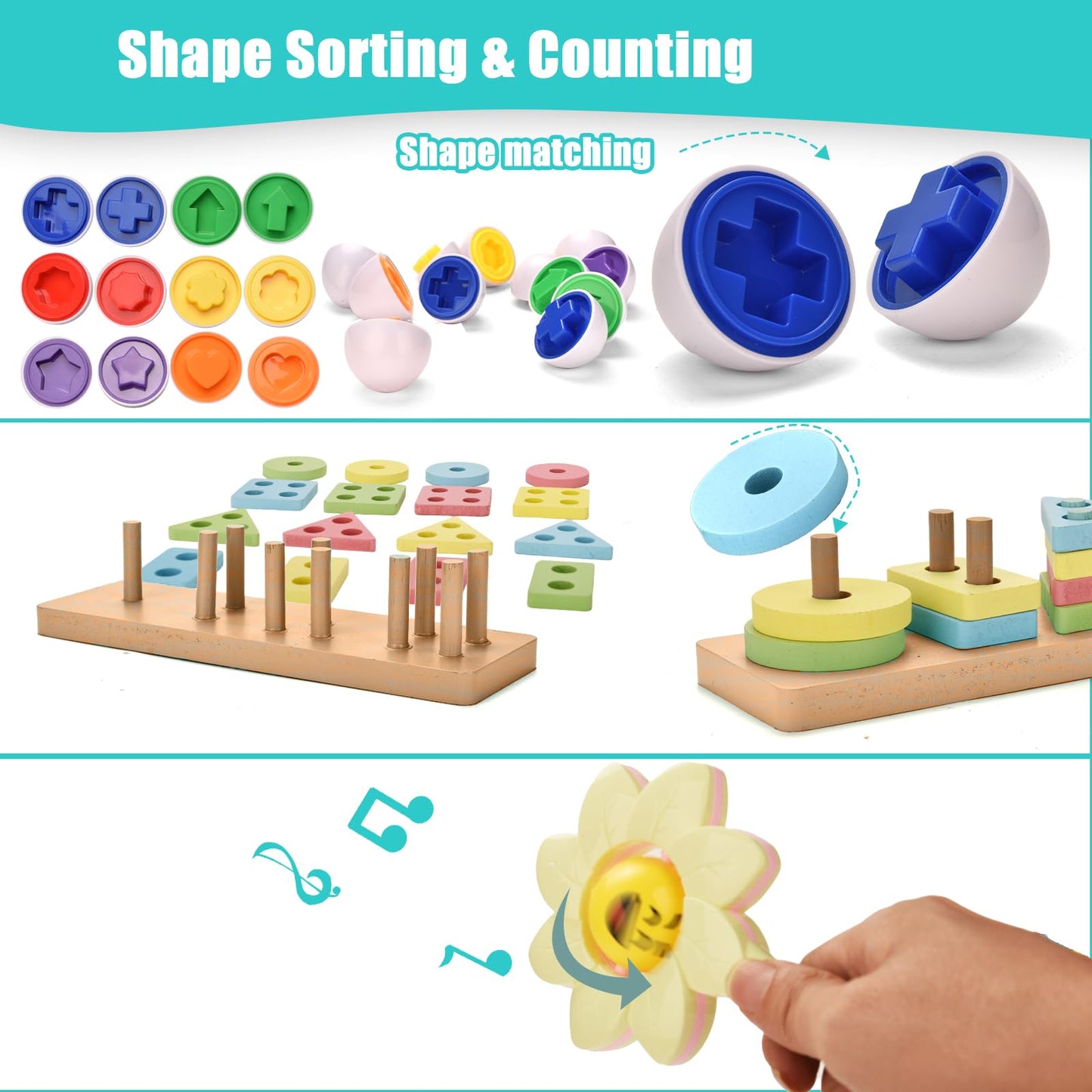 Majabike Baby Toys 6 to 12 Months 9 in 1 Montessori Teething Toys Sorting Sensory Educational Learning Gift for Toddlers Aged 1-3