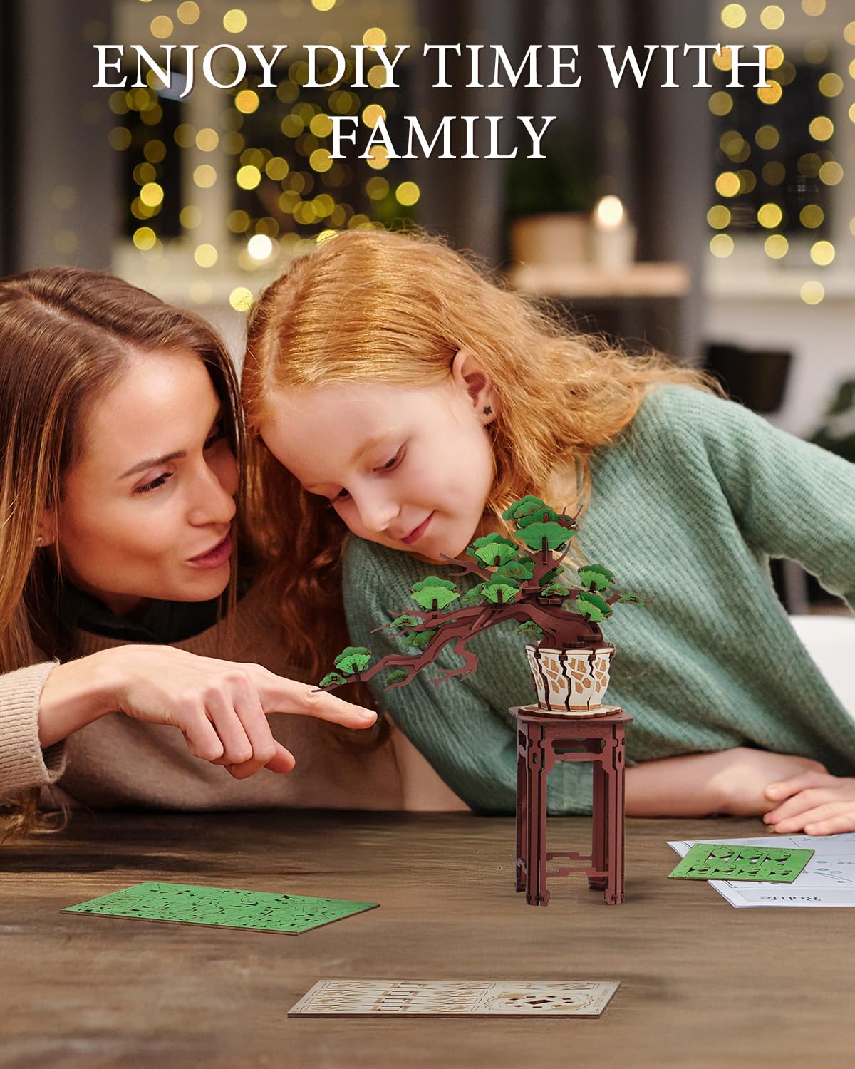 Wowood 3D Wooden Puzzle for Adults - Evergreen Pine Bonsai, DIY Wood Model Kit, Creative Craft Kit, Unique Gift and Home Decor for Nature Lovers (115PCS)