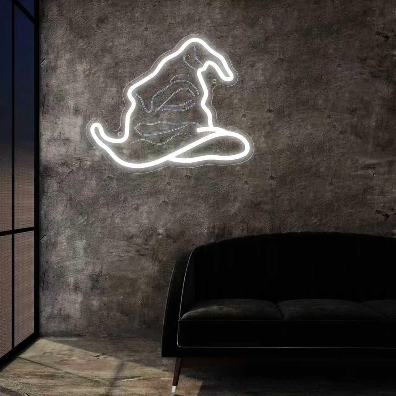 WLFLXG Wizard Hat Neon Sign Harry Hat LED Light Sign for Wall Decor, Halloween Decorations USB Powered for Birthday Party Bedroom Man Cave Game Room Bar Kids Gift