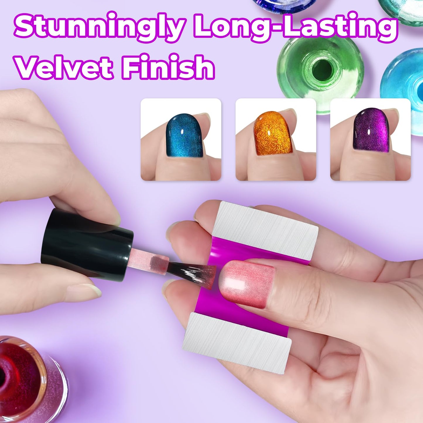 UnicornMAG U-Shaped Horseshoe Nail Art Magnet with 30 lb Magnetic Pull - Heavy Duty Alnico Magnet for Cat Eye, Velvet, Aura, 3D Magnetic Nail Polish Effects (Purple)