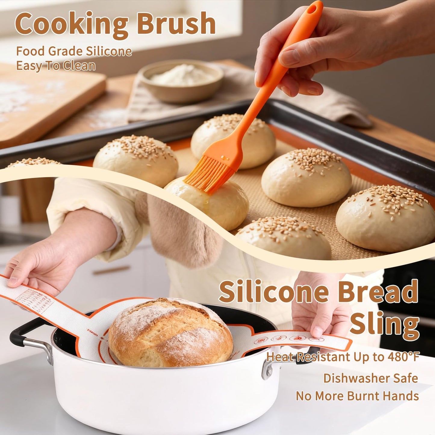 Fvbber Danish Dough Whisk Set 7 Piece with Wooden Handle - Sourdough Baking Supplies Kit Includes Bread Whisk, Scoring Tool, Dough Scraper, Baking Mat & Pastry Brush - Top Gadgets for Bakers