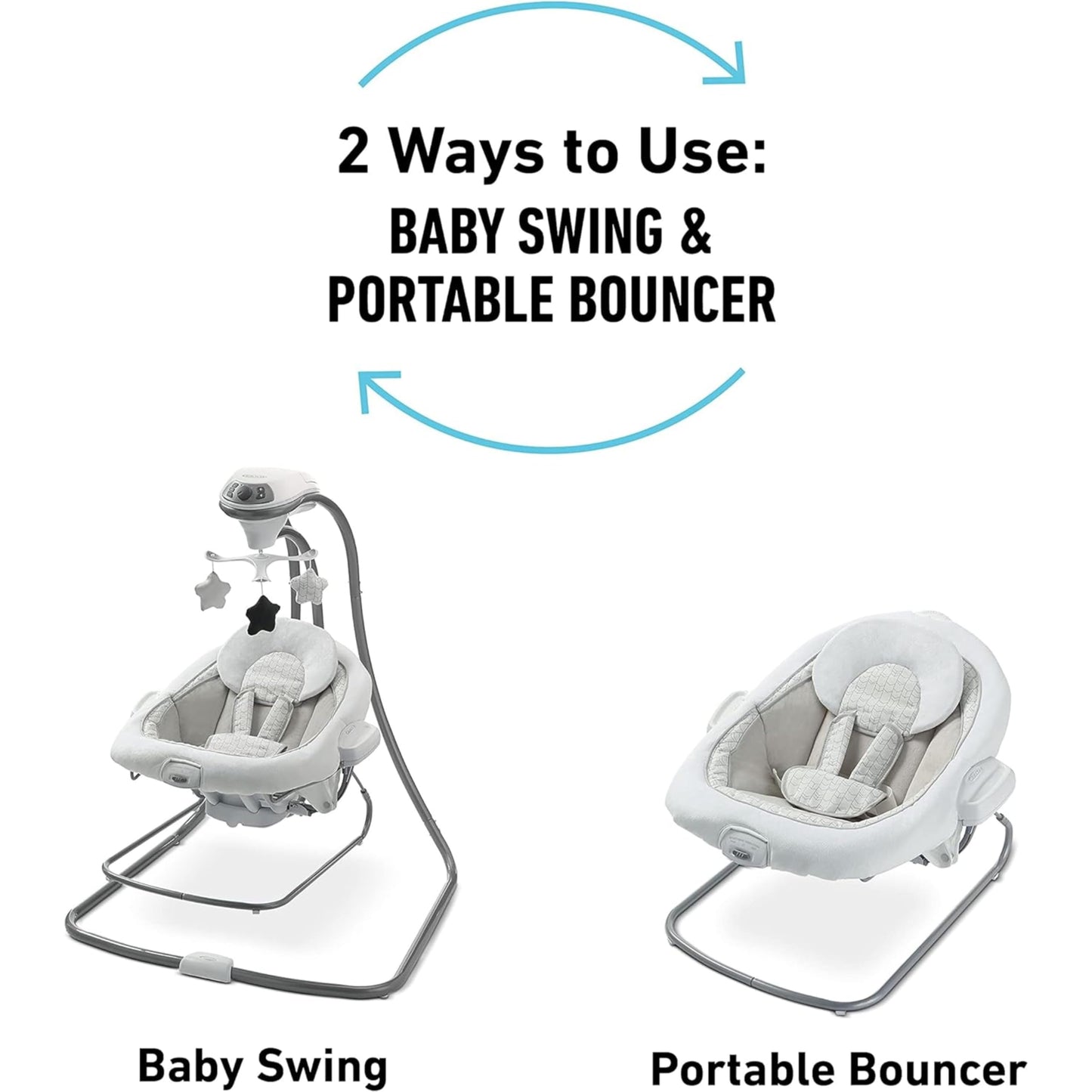 Graco DuetConnect LX Portable Baby Swing and Bouncer, Multi-Direction Baby Bouncer Seat, Multiple Swing Speeds, Redmond