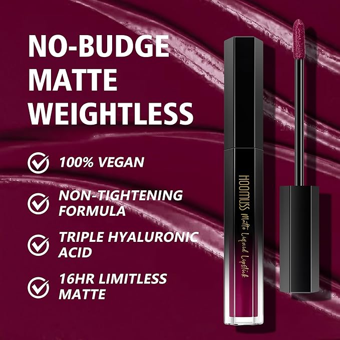 Mulberry Lipstick Long Lasting, Matte Liquid Lipsticks for Women Non Transfer Smudgeproof Smooth and Easy to Appy Cruelty Free Lip Color, M66 Cranberry