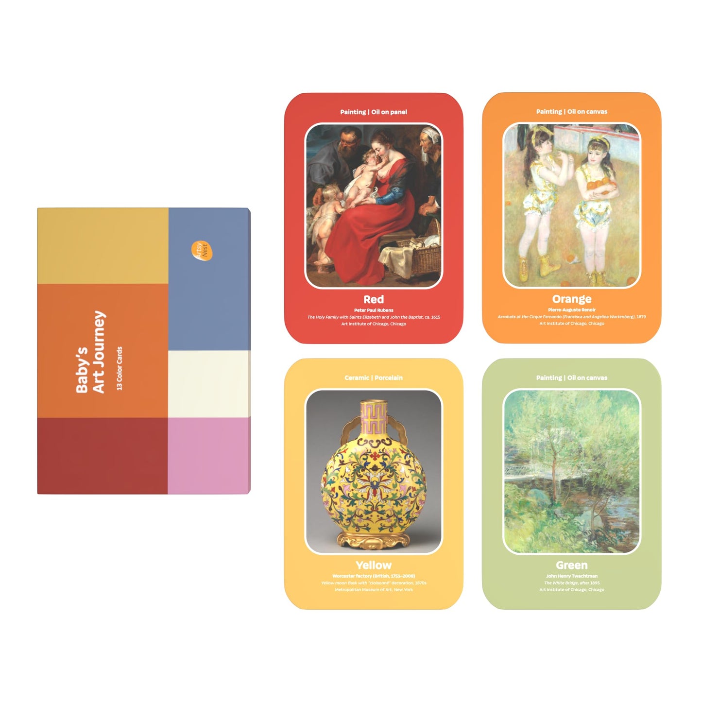 Baby's Art Journey – 13 Museum Masterpiece Color Cards | Art-Based Early Learning Flash Cards for Babies & Toddlers | Gift for Baby