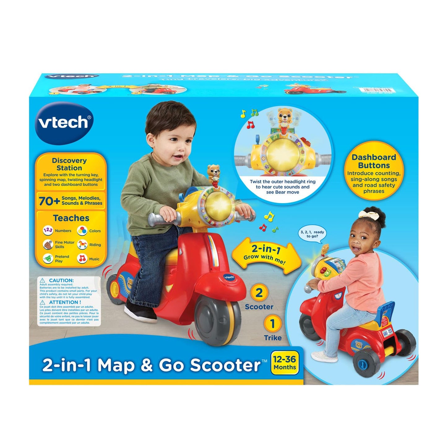 VTech 2-in-1 Map and Go Scooter for Toddlers, Red