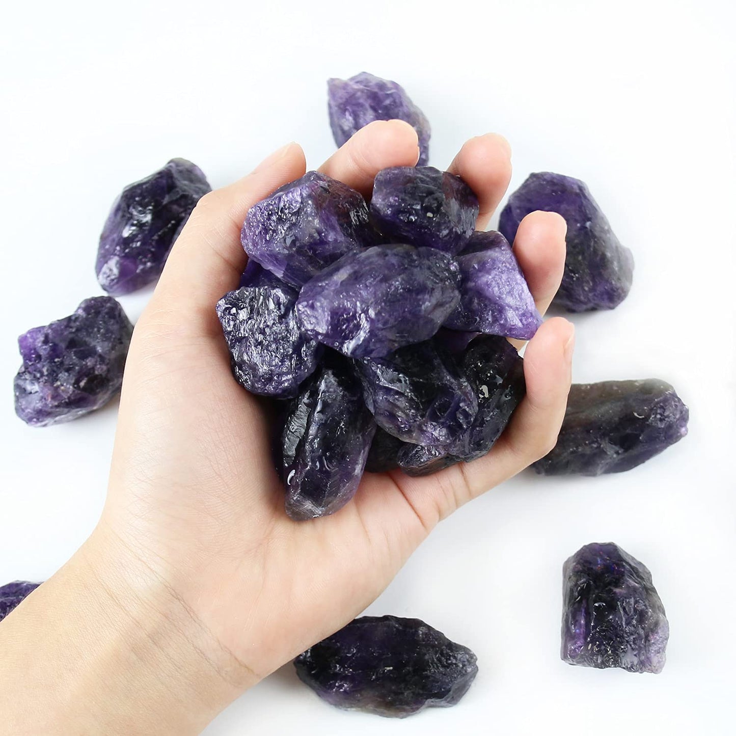 Nvzi Amethyst Crystals, Raw Crystals Bulk, Gem Stones Rocks Crystals, Tumbled Stones and Crystals Bulk, Rock Collection, Chakra Stones, Healing Crystals, Raw Crystals, Minerals Rocks Crystals(1LB)