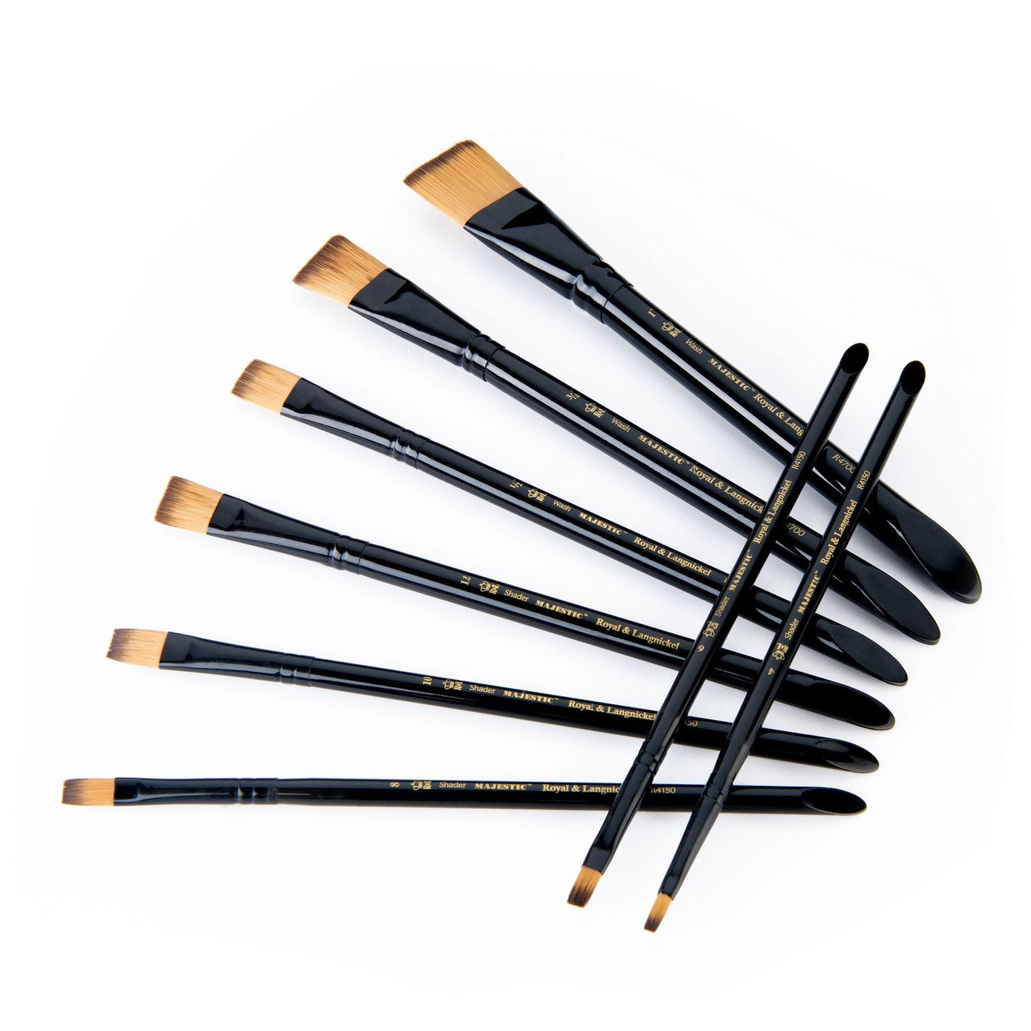 Royal & Langnickel Majestic Flat and Glaze Wash Artist Brush Set, 8-Piece