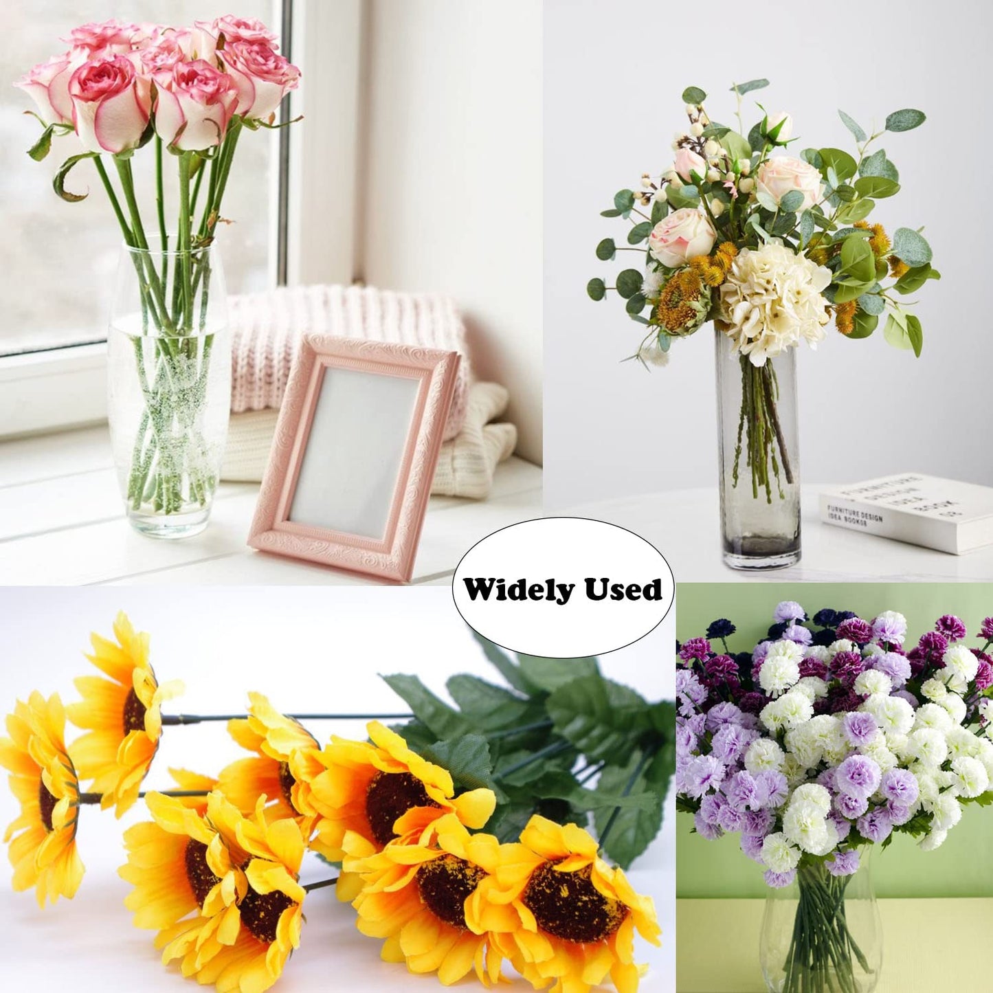 Yesok 100Pcs Floral Wire Stem Plastic Artificial Flower Floral Green Stem Wire DIY Craft Bouquet Making Floral Arrangement Tools
