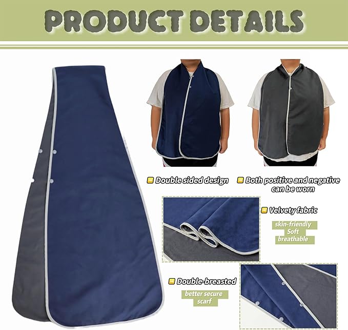 Adult Bibs-2 Pcs Washable Clothing Protectors for Elderly Seniors and Disabled | Waterproof Adult Bibs for Women & Men（L）