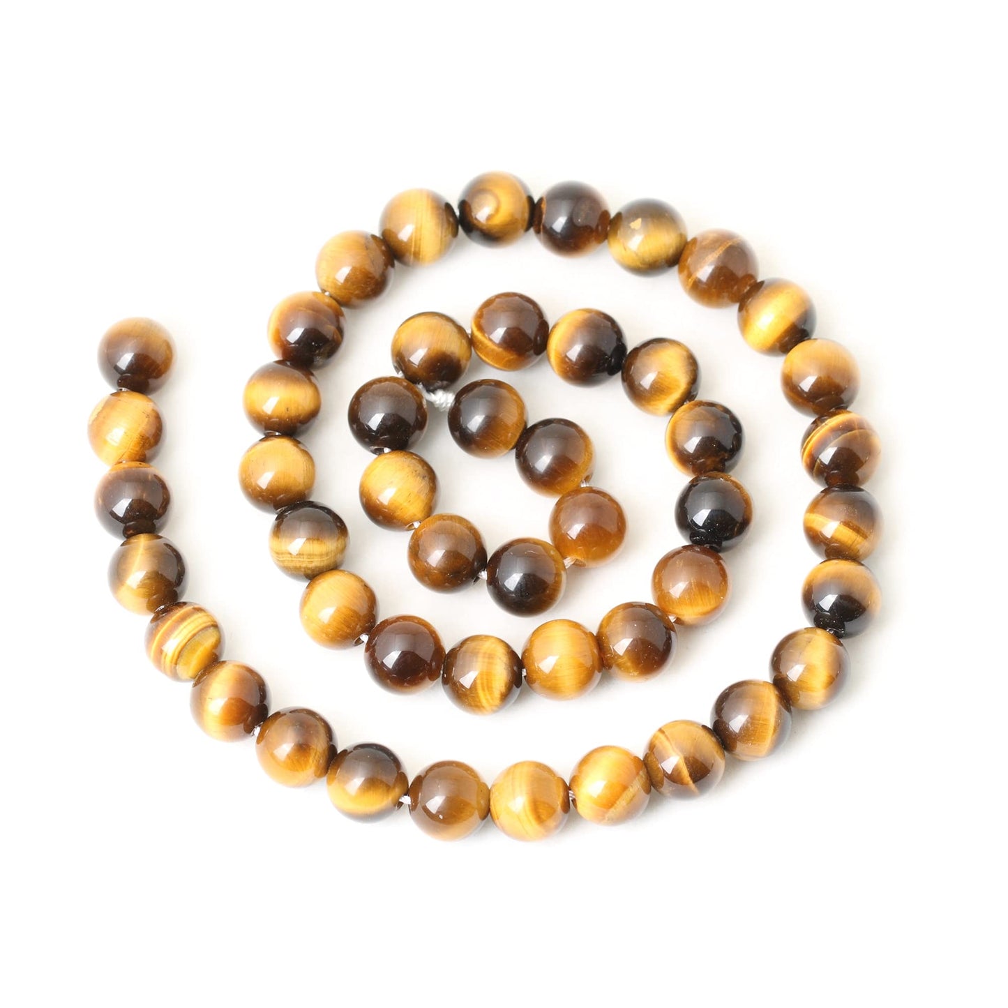 CHEAVIAN 45PCS 8mm Natural Yellow Tiger Eye Stone Gemstone Round Loose Beads for Jewelry Making DIY Findings 1 Strand 15"
