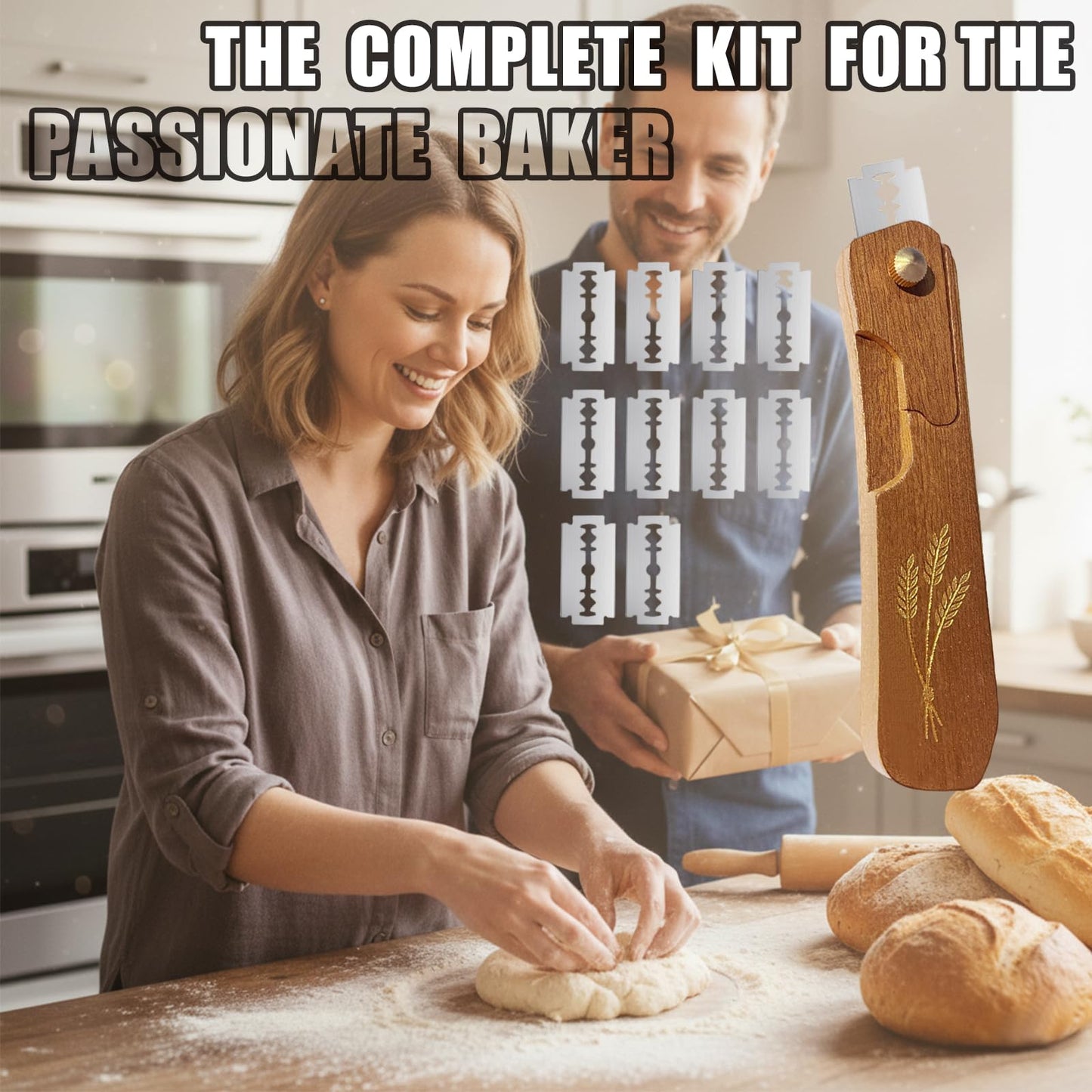 RuruPura Bread Lame Dough Scoring Tool, Upgrade Bread Scoring Tool for Sourdough Bread Baking, Sourdough Scoring Tool for Homemade With 10 Razor Blades