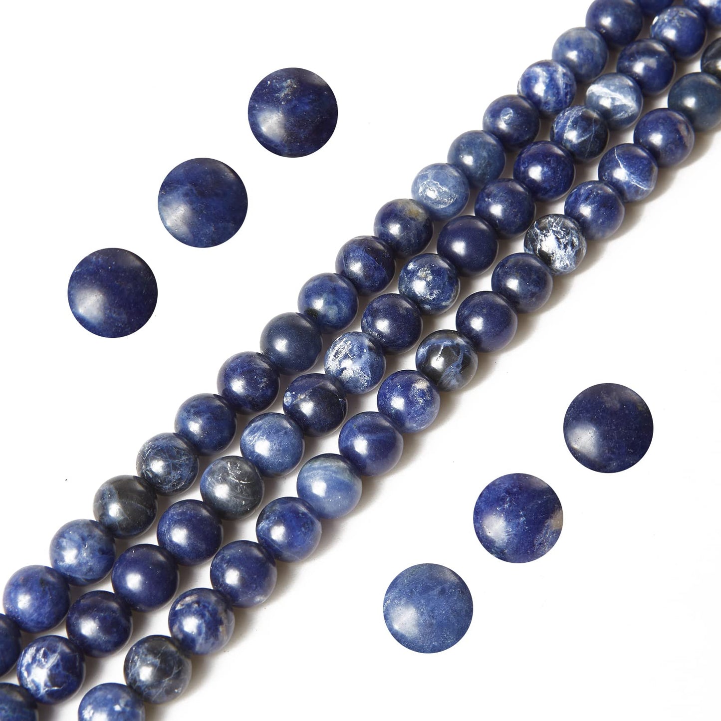 60pcs 6mm Sodalite Beads Natural Gemstone Beads Round Loose Beads for Jewelry Making