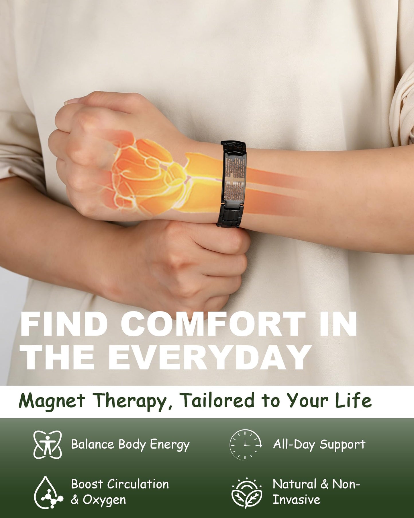 MagEnergy Copper Bracelet for Men,99.9% Pure Copper Cross Bracelet with Double-Row Strong Magnets, Adjustable with Sizing Tool, Men's Jewelry Gift