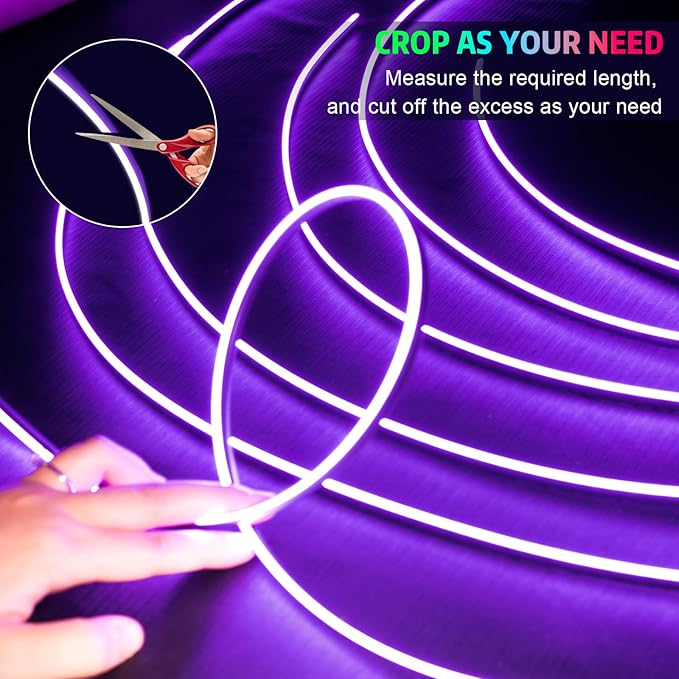 Acrylic Interior Car Lights, AMKI Car LED Strip Light with APP Control, Accessories Car Ambient Light Kit with RGB 14 in 1 and 175 inches 593 LEDs, 16 Million Colors Music Active Neon Lighting