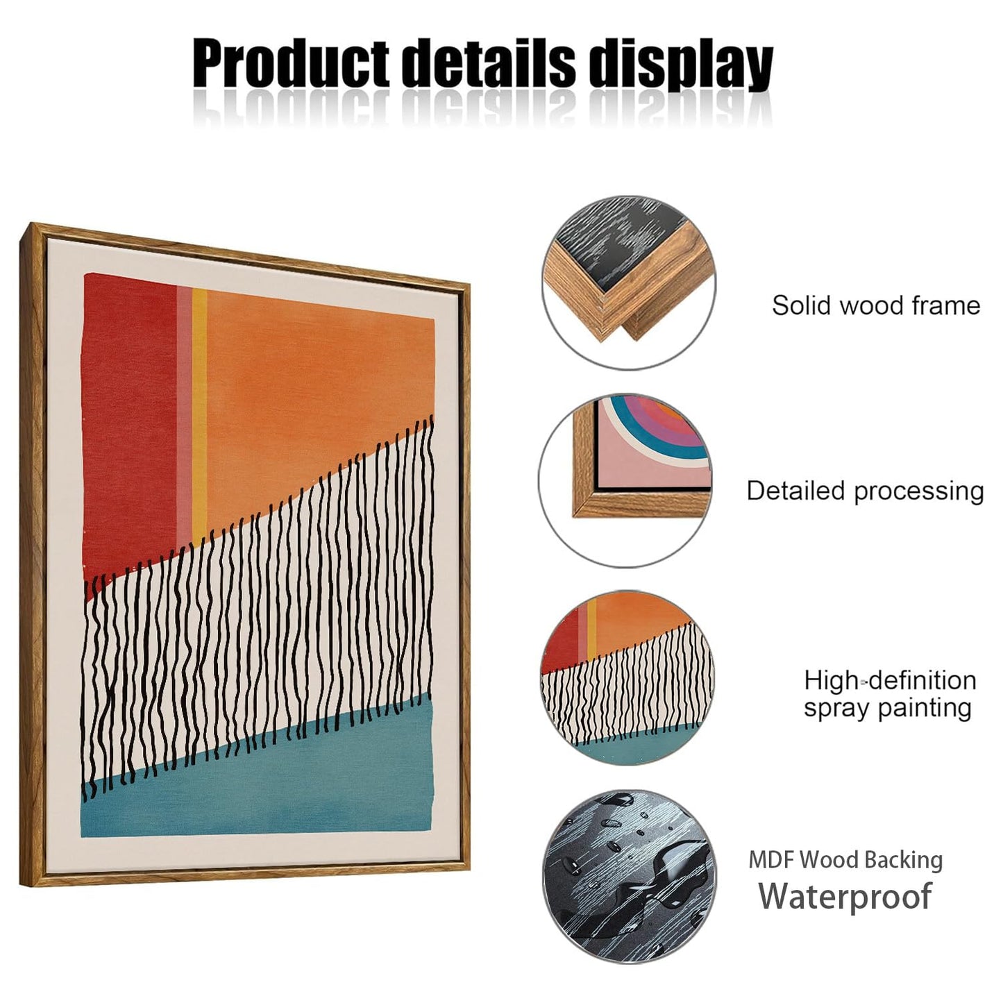 myusuar 3 Piece Large Modern Abstract Canvas Framed Wall Art For Living Room, Midcentury Minimalist Boho Wall Art Decor Posters Prints For Bedroom Office, 12x16in