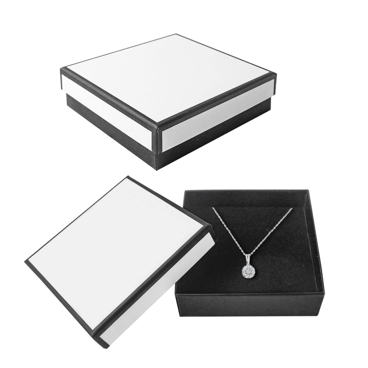 PTSGCAI 24 Pack Jewelry Gift Boxes - Necklace, Earring, Ring Boxes (Square, 3.5 x3.5 x1.2 Inches, Cotton Filled Cardboard Paper)