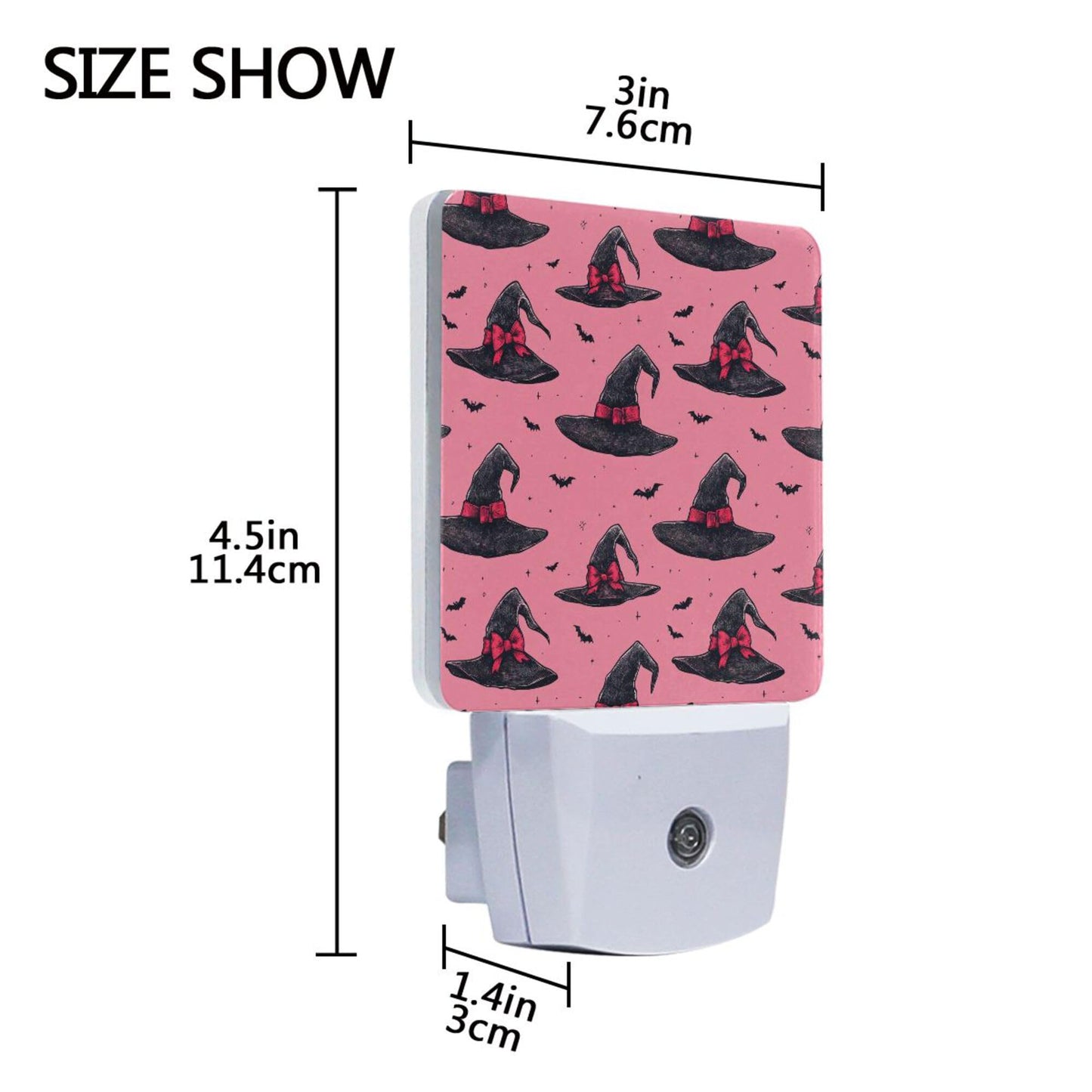 Halloween Witch Pink Bow Happy Halloween LED Sensor Night Light Set of 2 Happy Black Bat Castle Moon Spooky Ghost Boo with Adjustable Brightness Eye-Caring for Home Bedroom Office Parlour