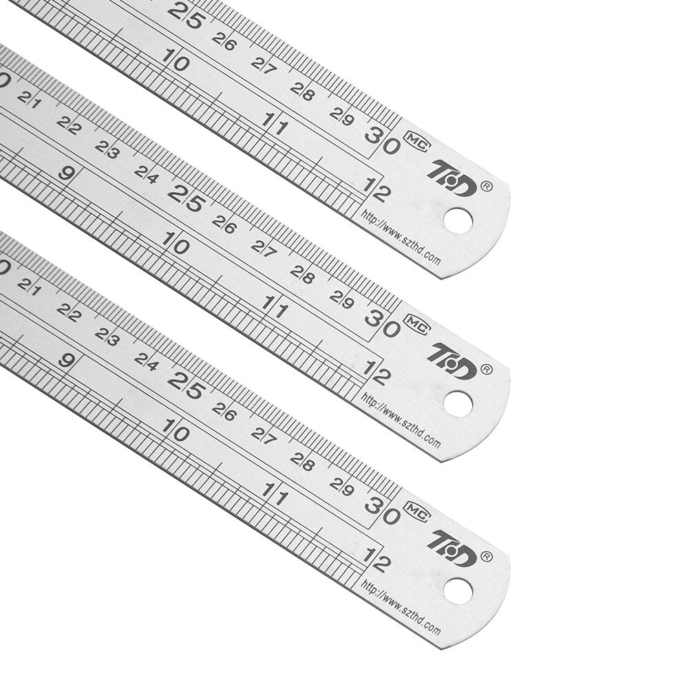 ZZTX Classic 12 Inch Stainless Steel Ruler Set of 6, Heavy Duty, Straight Edge, Non-Bendable, Rust & Corrosion Resistant