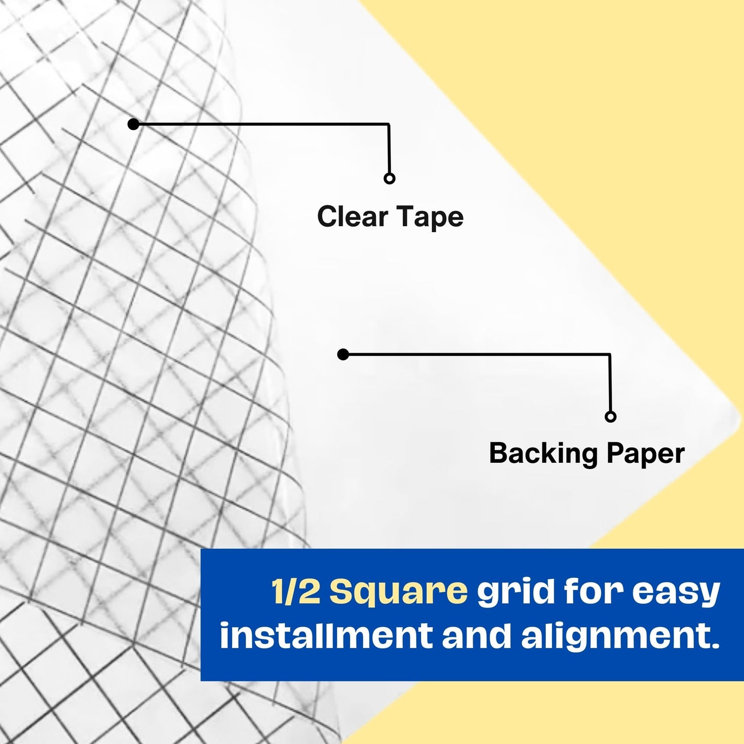 Clear Transfer Tape for Vinyl - Clear Application w/Grid for Cricut, Silhouette, Decals, Signs & Crafts Projects for Vinyl -No Residue, Easy Release Medium Tack Transfer Tape Roll Stickers (6" x 50")