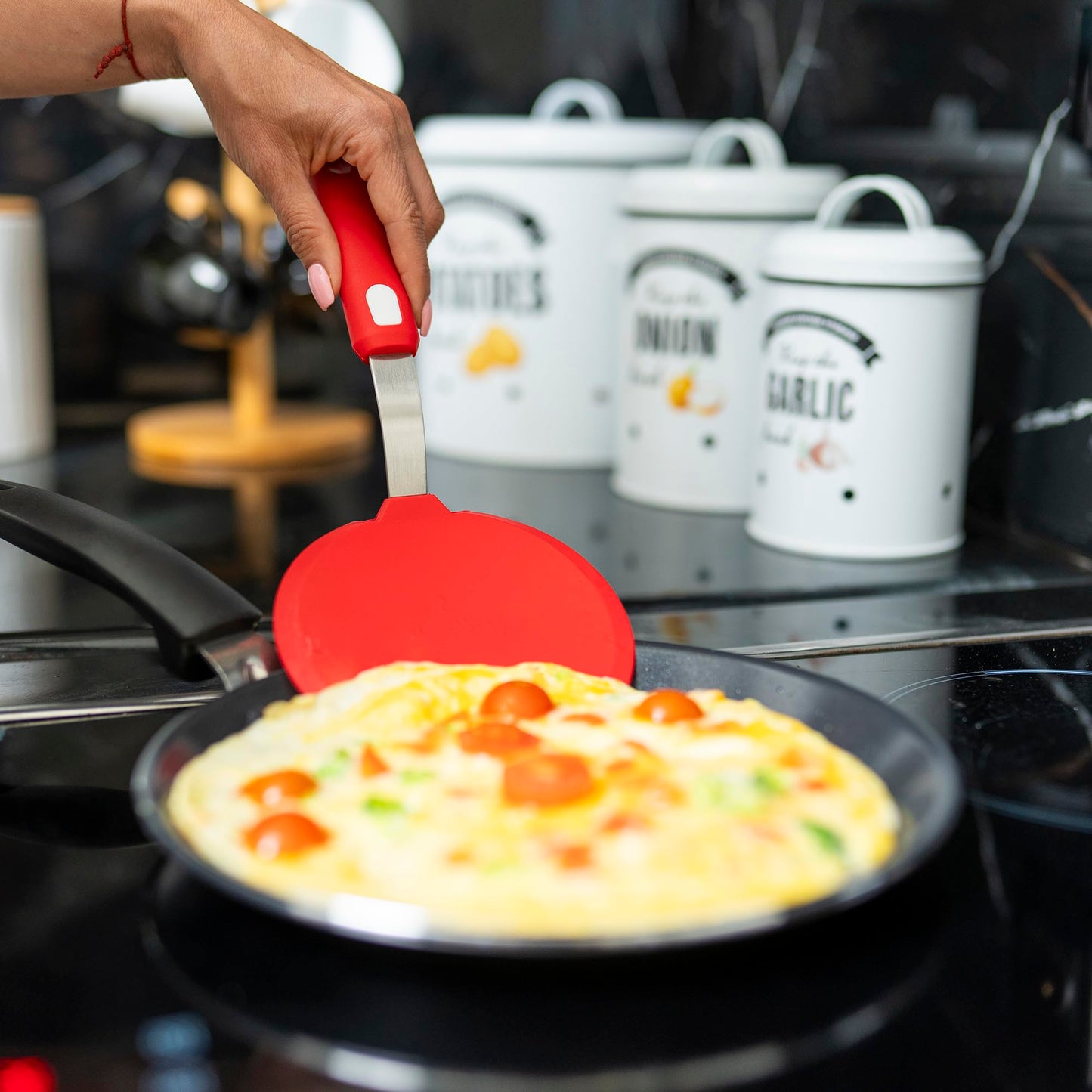 Dalup Enterprises Wide Silicone Pancake Spatula – Large Heat-Resistant Turner for Cooking | Nonstick Safe | Stainless-Steel Reinforced Core & Easy-Grip Handle