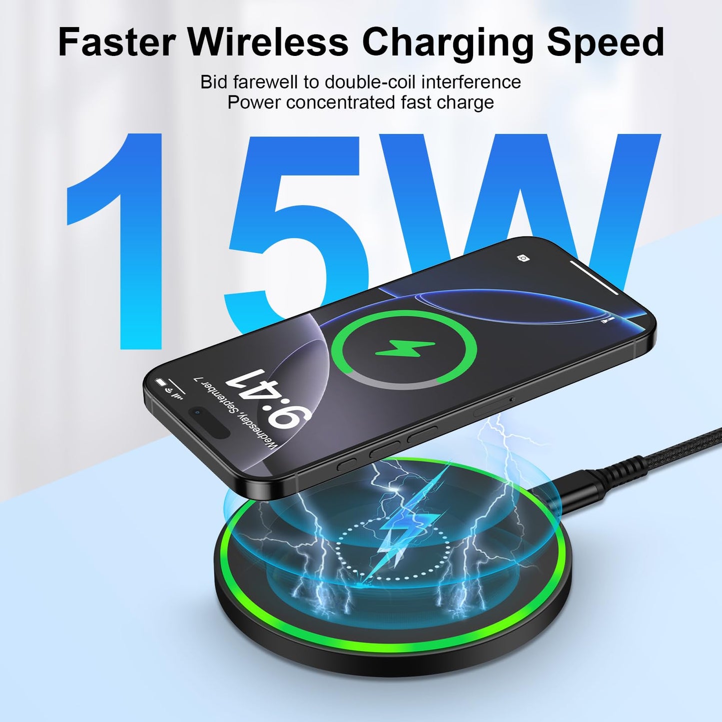 15W Wireless Charger Fast Charging Pad for Motorola Moto G Power 2025/razr+/G Stylus 5G 2025/Edge+, Android Wireless Charging Station with 18W Adapter for Samsung Galaxy S26 S25 Ultra S24 FE, Pixel 10