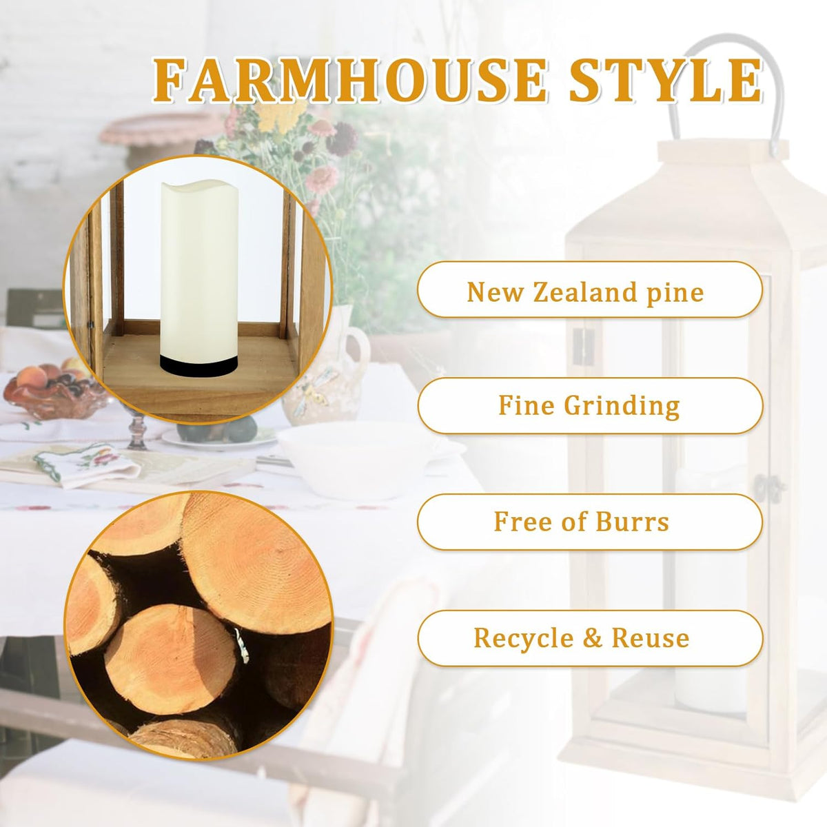 Bdor 2 Pack Lanterns Decorative - IP65 Waterproof Lanterns Decorative with Flameless Pillar Candles, Decorative Lanterns for Home Decor, Indoor Outdoor, Front Porch, Garden, Farmhouse Weddings Style