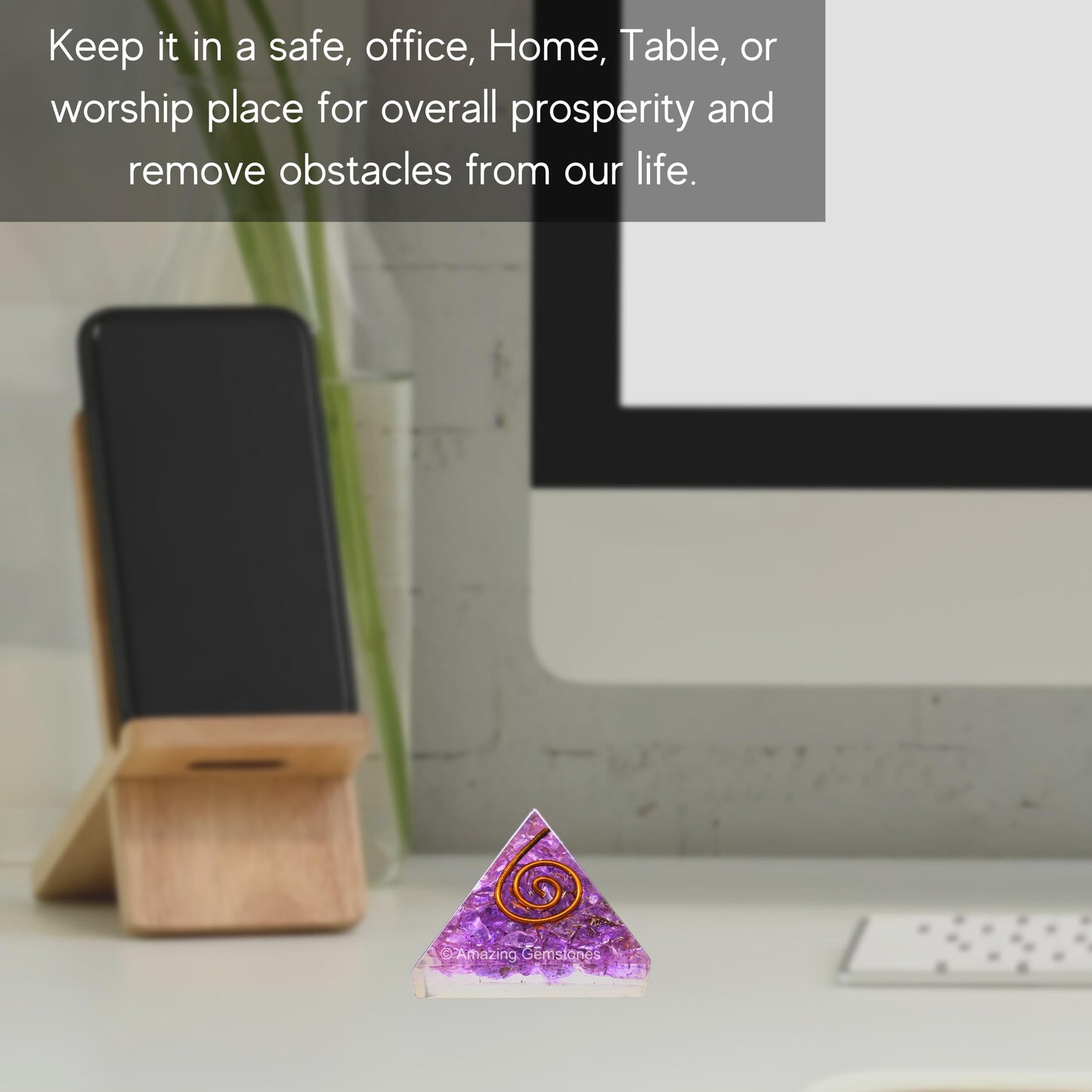 Amazing Gemstone Amethyst Onyx Orgone Pyramid - 30mm Small Orgonite Pyramids with Crystals and Healing Stones - Authentic Organite Gifts