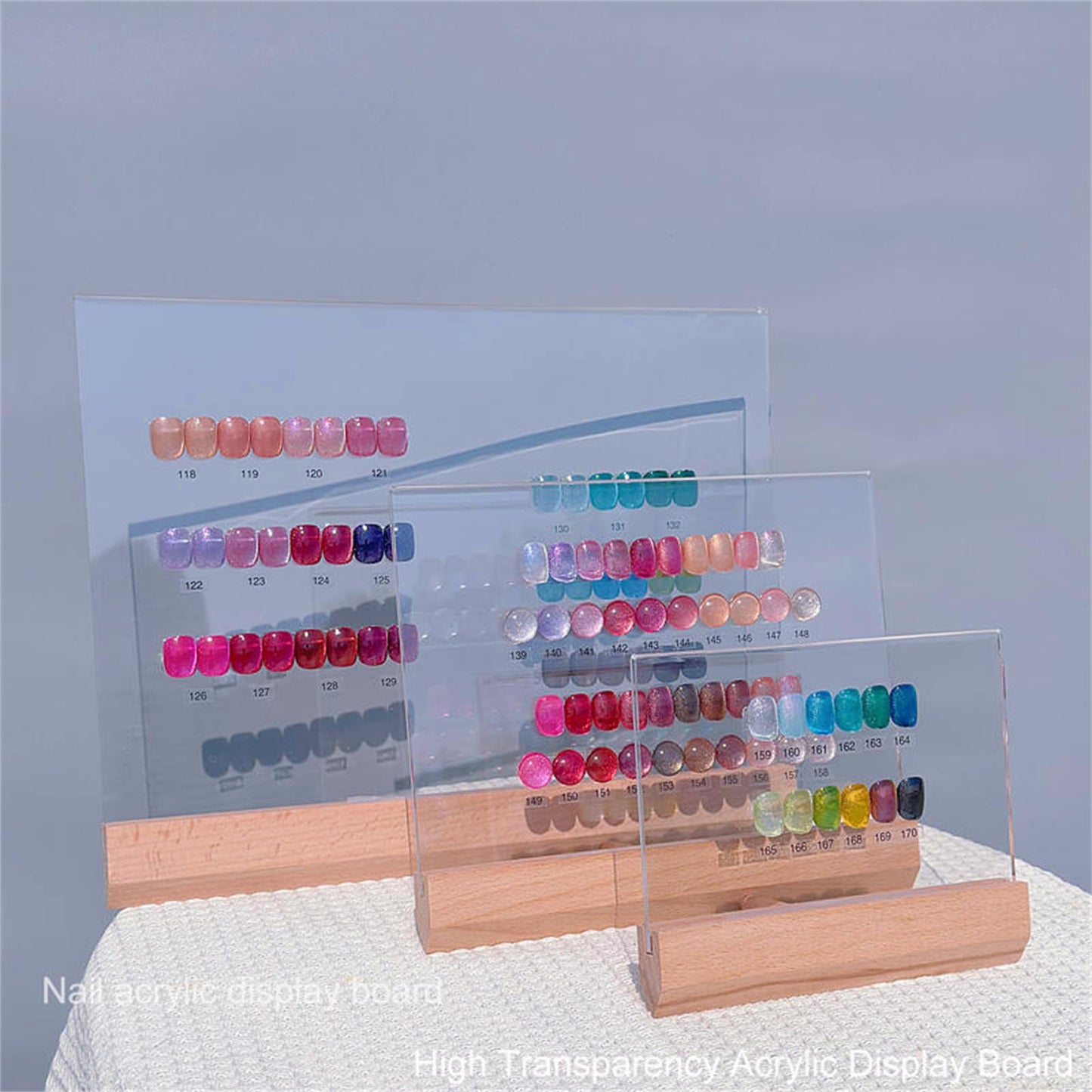 Acycoin2A DIY Acrylic Nail Art Sample Display Board Transparent Nail Gel Polish Showing Shelf Stand Color Rack